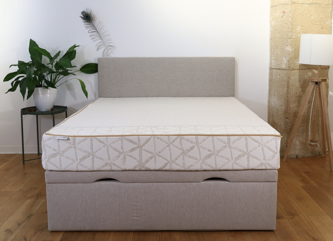 Lit Coffre Naturel idéal pour matelas lourds en latex naturel