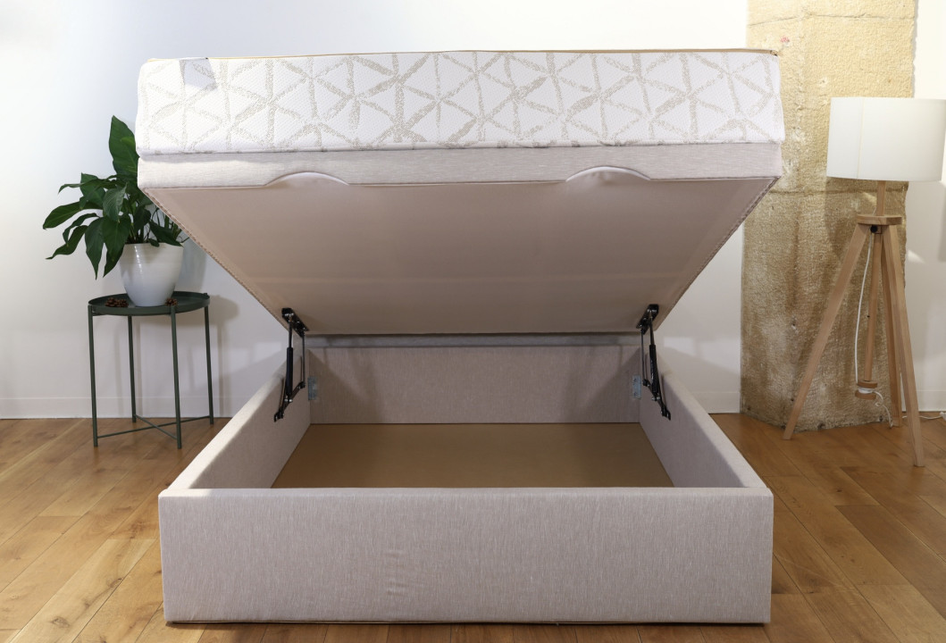 Lit Coffre Naturel idéal pour matelas lourds en latex naturel